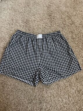 Black and White Gingham Cotton ‘Boxer’ Shorts